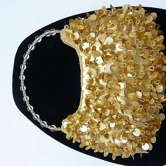Gold beaded evening bag - Picture 2 of 8